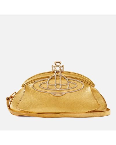 Vivienne Westwood Amber Logo-embellished Leather Clutch Bag - Yellow