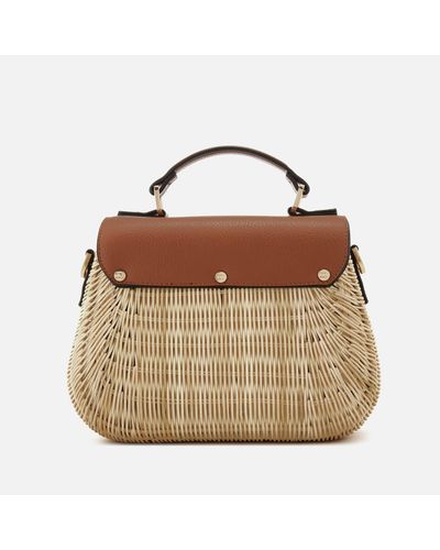 Dune Wicker Bag With Leather Flap in Brown - Lyst