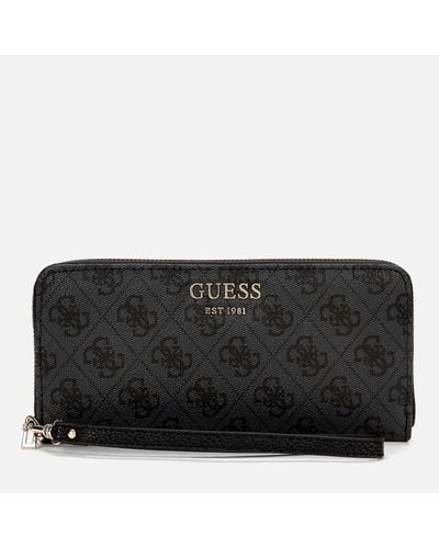 Guess Vikky Large Zip Around Wallet in Grey (Black) - Lyst