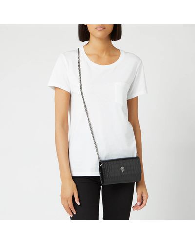 kensington croc embossed leather wallet on a chain