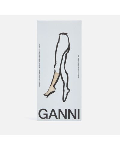 Ganni Butterfly Logo-jacquard Socks - Natural