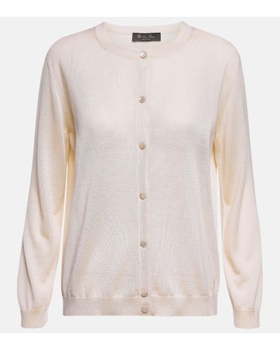 Loro Piana Val D'orcia Cashmere And Silk Cardigan - White