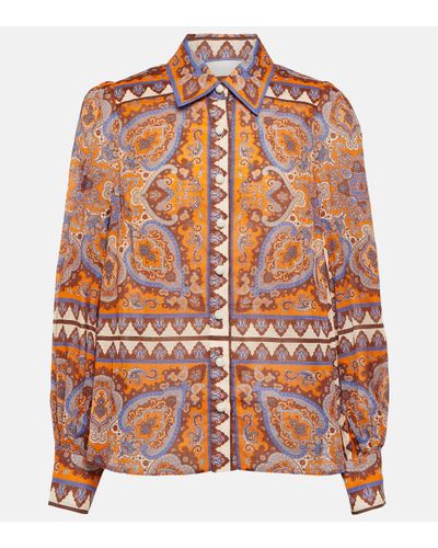 Zimmermann Halcyon Printed Cotton Shirt - Orange