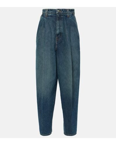 Khaite Jeans tapered Ashford plisados - Azul