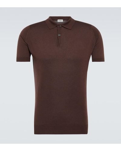 John Smedley Payton Wool Polo Shirt - Brown