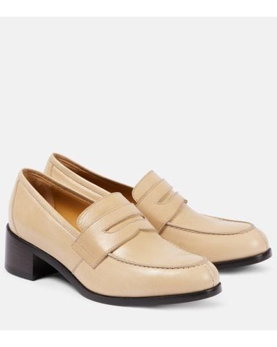 The Row Vera Leather Loafer Pumps - Natural