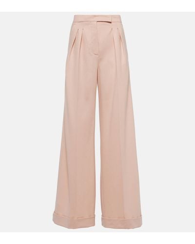 Max Mara Faraday Wool Jersey Wide-leg Trousers - Pink