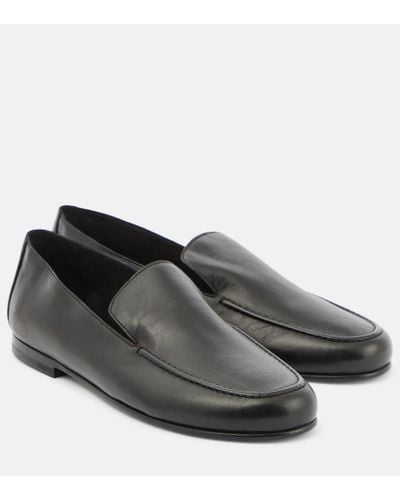 The Row Colette Leather Loafers - Black