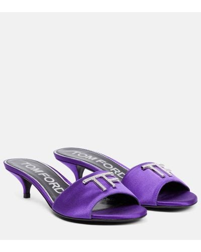Tom Ford Embellished Satin Sandals - Purple