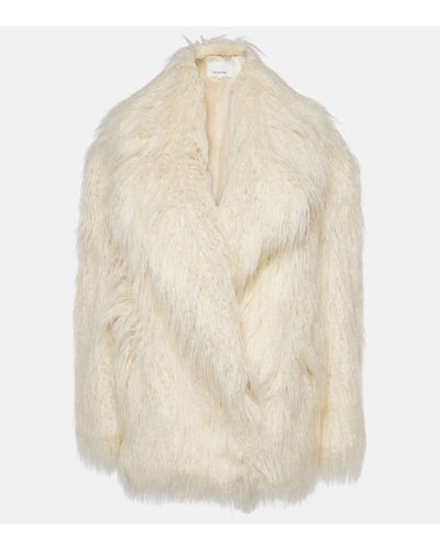 Frankie Shop Womens Off White Liza Oversized Faux-Fur Coat Xs/S