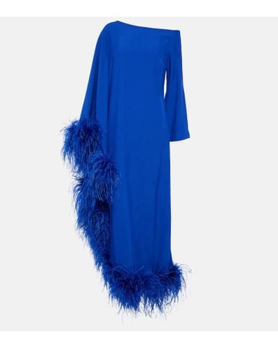 ‎Taller Marmo Robe Ubud Extravaganza mit Federn - Blau