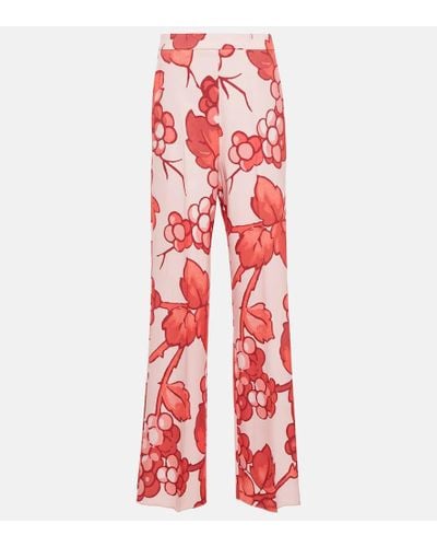 Etro Pantalones de tiro alto floral - Rojo