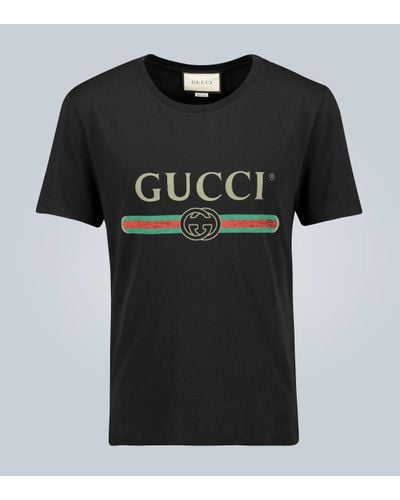 Gucci Distressed Fake Logo T Shirt - Black