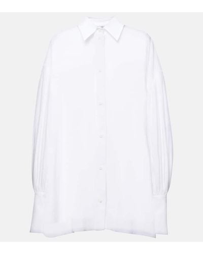 The Attico Camisa de algodon con manga abullonada - Blanco