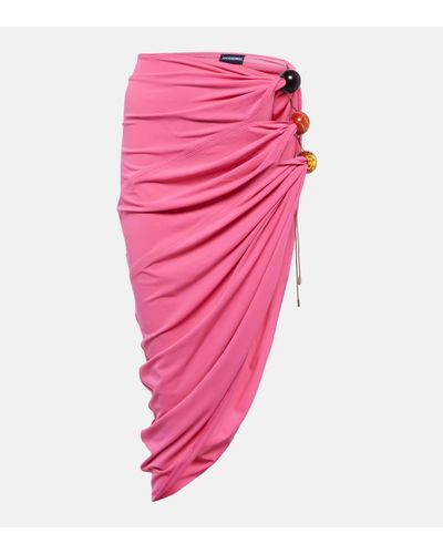 Jacquemus La Jupe Perola Jersey Midi Skirt - Pink