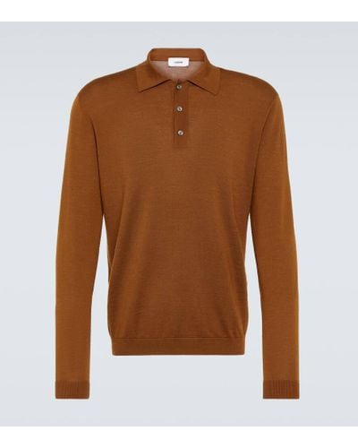 Lardini Wool, Silk, And Cashmere Polo Sweater - Brown