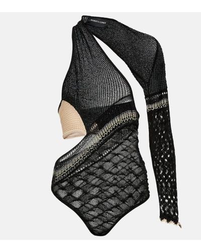 Roberta Einer Dina Asymmetric Knit Bodysuit - Black