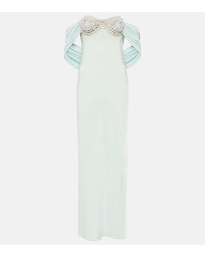 Magda Butrym Crochet-trimmed Off-shoulder Maxi Dress - White