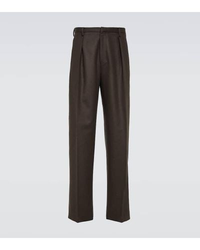 Zegna Wool-blend Wide-leg Pants - Brown