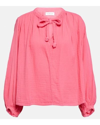 Velvet Kathleen Cotton Gauze Top - Pink