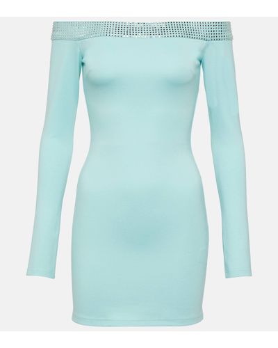 David Koma Crystal-embellished Minidress - Blue