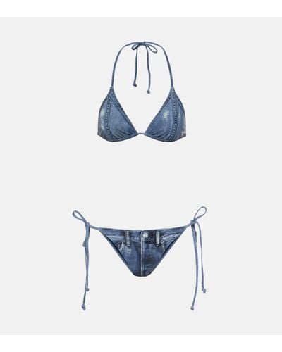 Acne Studios Eini Printed Bikini - Blue