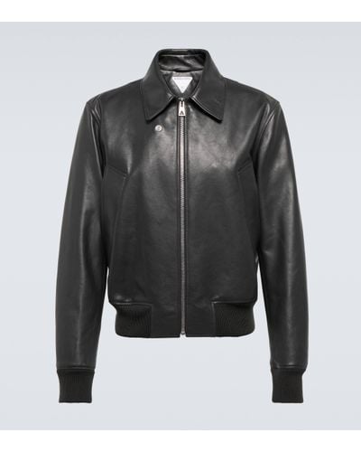 Bottega Veneta Leather Blouson Jacket - Black