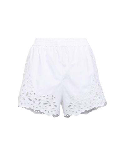 Chloé Broderie Anglaise Cotton Shorts - White