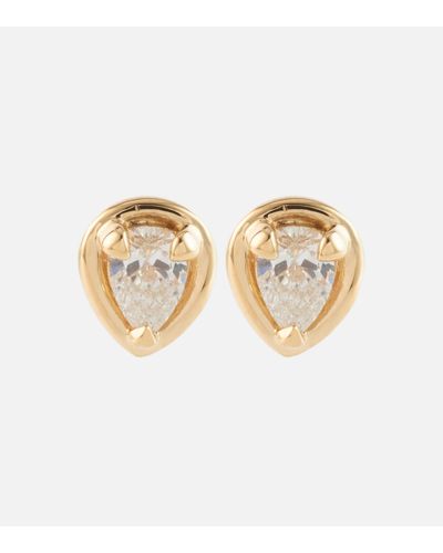 STONE AND STRAND Birthstone Bonbon 14kt Gold Earrings With Diamonds - White