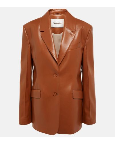 Nanushka Blazer Karo en cuir synthetique - Marron