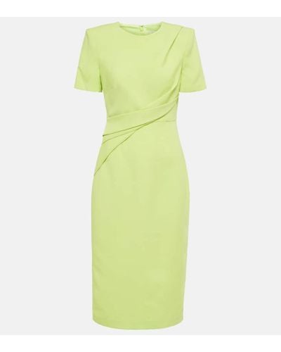 Roland Mouret Gathered Wool And Silk Midi Dress - Green