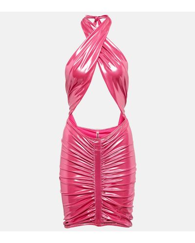 Reina Olga Stallion Cutout Lame Minidress - Pink