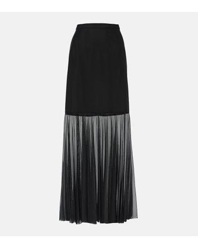 Dolce & Gabbana Falda larga con ribete de tul - Negro