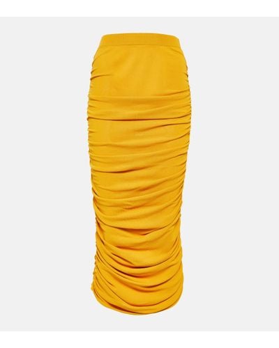 Altuzarra Chukwu Ruched Jersey Midi Skirt - Yellow