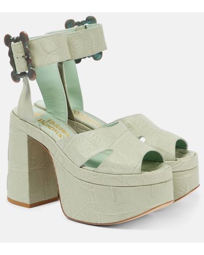 Vivienne Westwood Olde London Croc-effect Leather Platform Sandals - Green