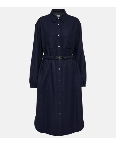 Moncler Wool-blend Midi Dress - Blue