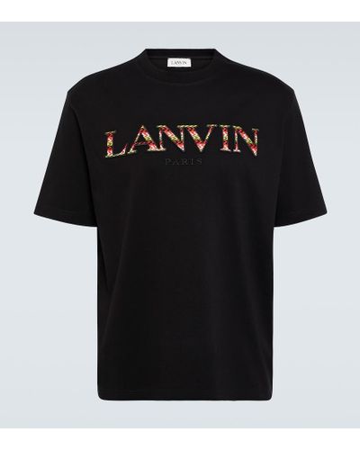 Lanvin Camiseta de algodon con logo bordado - Negro