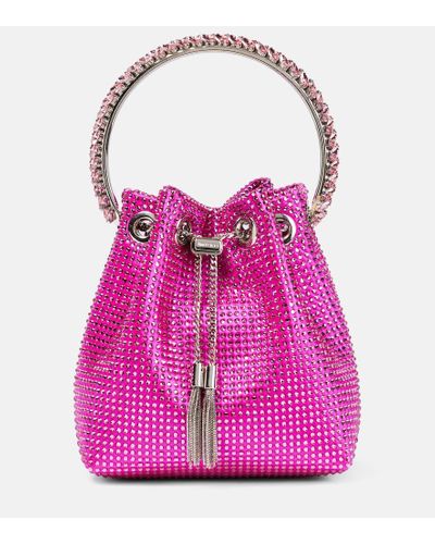 Jimmy Choo Bon Bon Small Embellished Bucket Bag - Pink