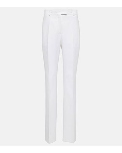 Ferragamo High-rise Crepe Straight Trousers - White