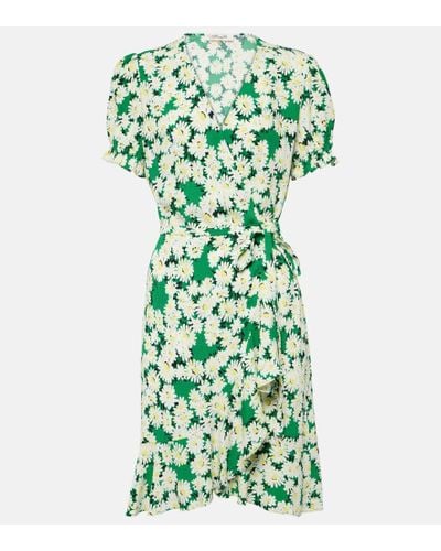 Diane von Furstenberg Emilia Floral Crepe Wrap Dress - Green