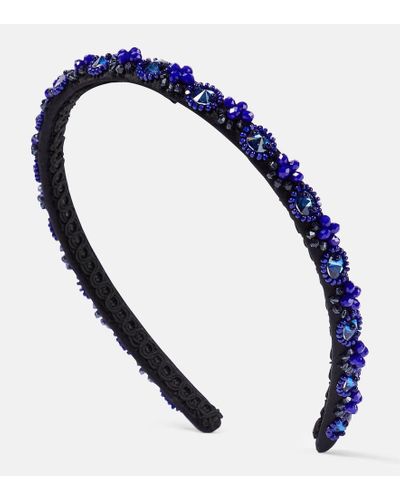 Erdem Embellished Silk Headband - Blue