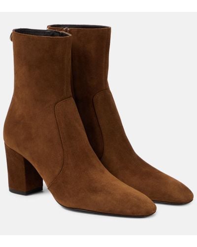 Saint Laurent Betty 70 Suede Ankle Boots - Brown