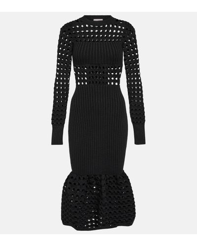 Alexander McQueen Alexander Mc Queen Knitted Midi Dress - Black