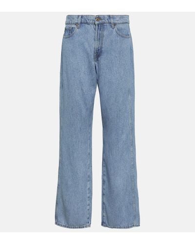 7 For All Mankind High-Rise Straight Jeans Tess - Blau