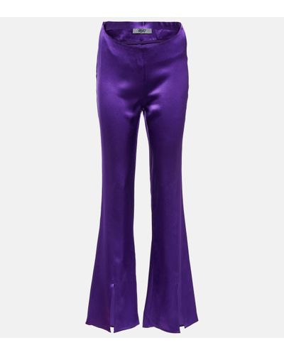 DIDU Silk Satin Split-hem Trousers - Purple