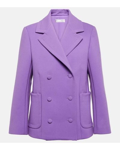 Oscar de la Renta Double-breasted Wool-blend Blazer - Purple