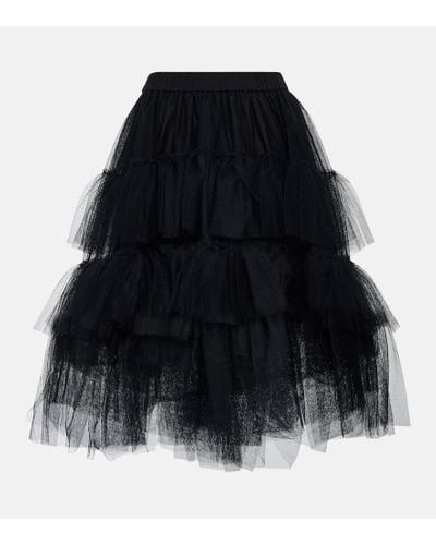 Simone Rocha Tiered Tulle Midi Skirt - Black