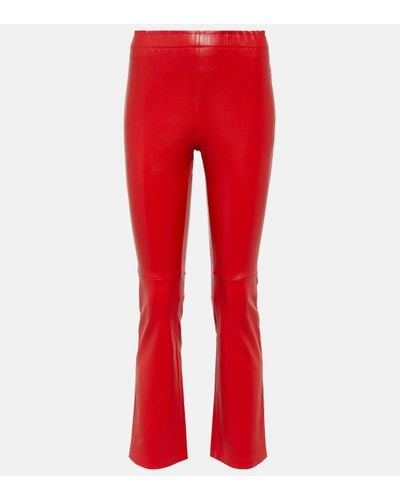 Stouls Leather Cropped Trousers - Red