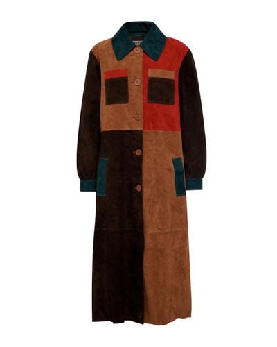 RIXO London Milly Patchwork Suede Coat - Multicolour