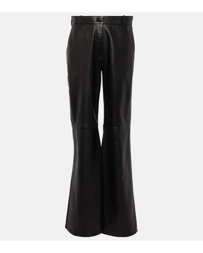 JOSEPH Tessier High-rise Leather Wide-leg Pants - Black